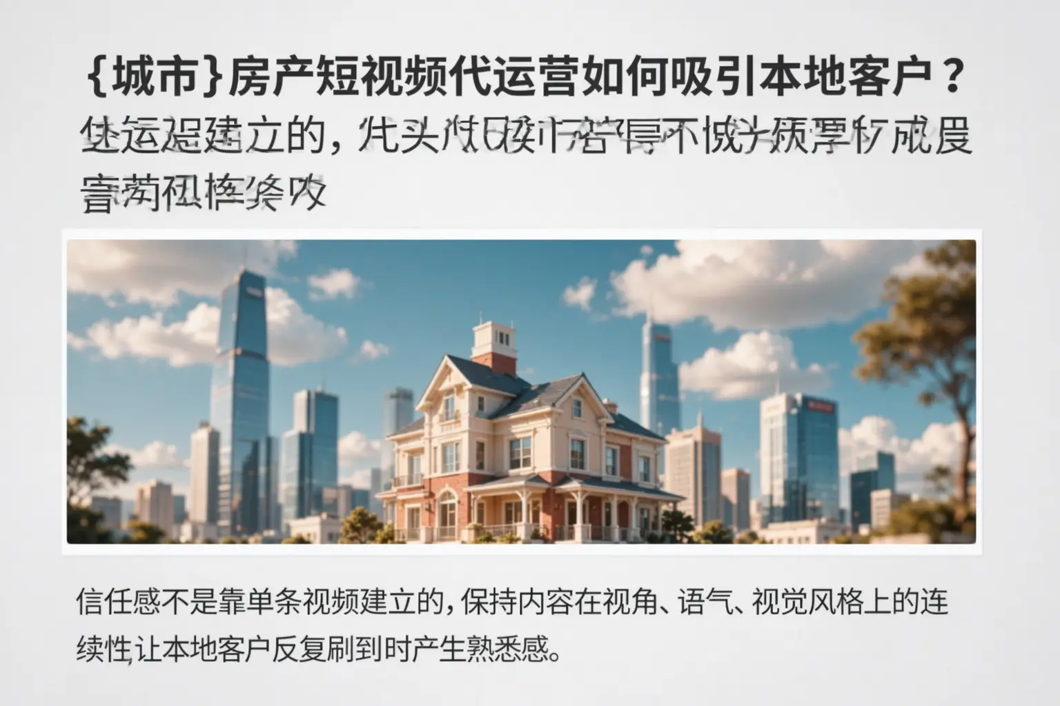 易门房产短视频代运营如何吸引本地客户?